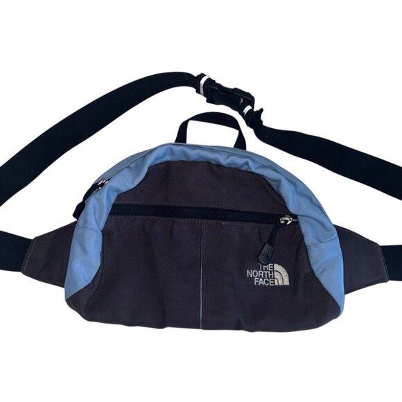 The North Face Roo II Hiker Lumbar Waist Fanny Pack Day Bag Gray Light Blue Zip - Picture 1 of 5